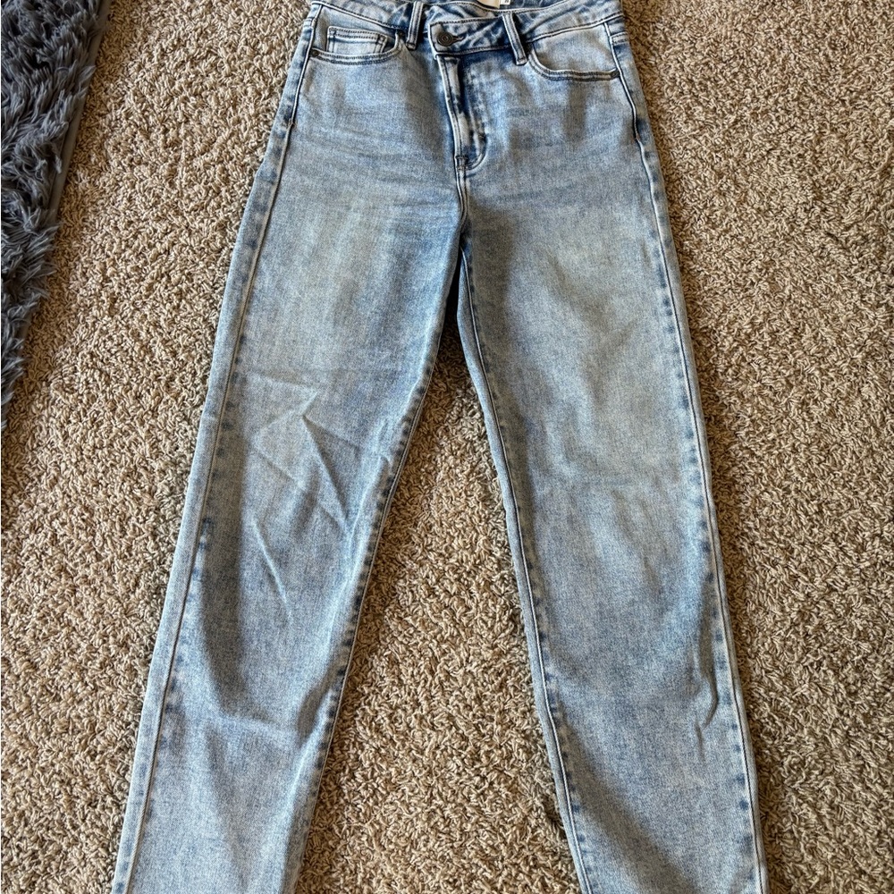 Buckle Light Blue Straight Leg Women's Jeans